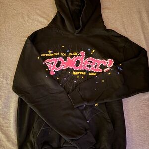 Sp5der Worldwide Black And Pink Spider Hoodie Size Medium